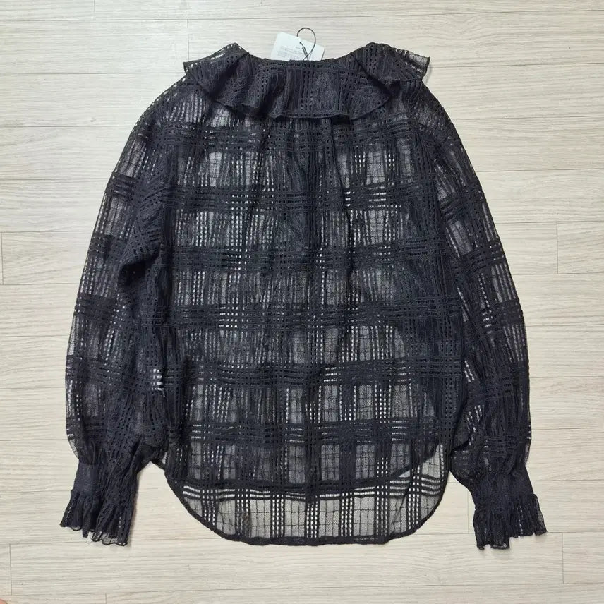 [BUNJANG] ORR Lace Check Blouse / ORR레이스 체크 블라우스 블랙