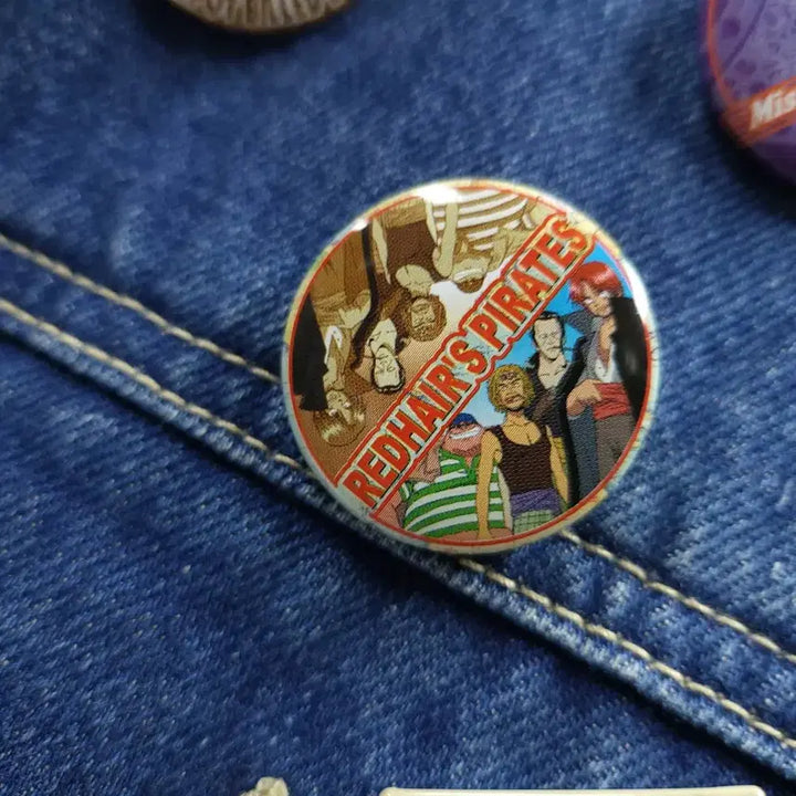 [BUNJANG] Japan One Piece Denim Work Jacket with Character Brooches / JAPAN 재팬 원피스 캐릭터뱃지 빈티지청자켓 워크자켓 데님자켓 C968