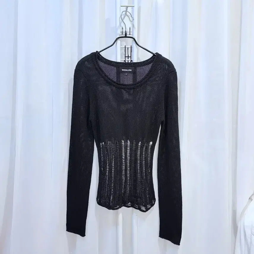 [BUNJANG] Woooalong Mesh Knit Top / 우알롱 그믈니트