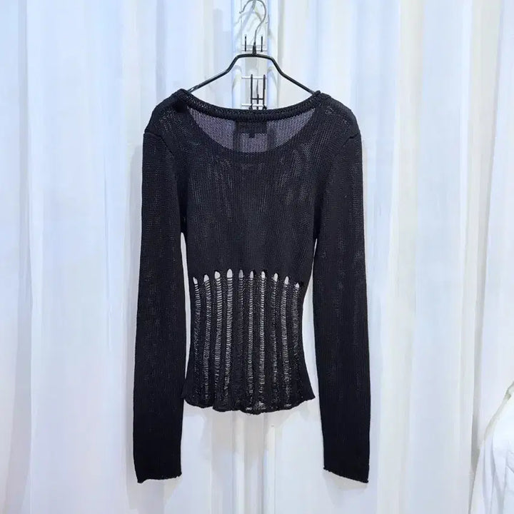 [BUNJANG] Woooalong Mesh Knit Top / 우알롱 그믈니트