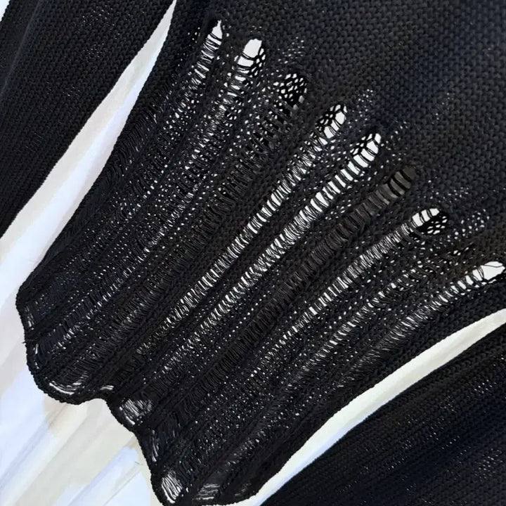 [BUNJANG] Woooalong Mesh Knit Top / 우알롱 그믈니트