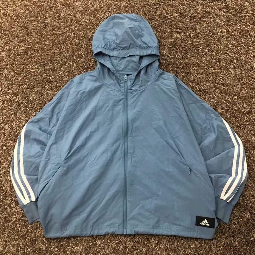 [SOLD OUT] L 아디다스 삼선 후드 우븐 바람막이 블루