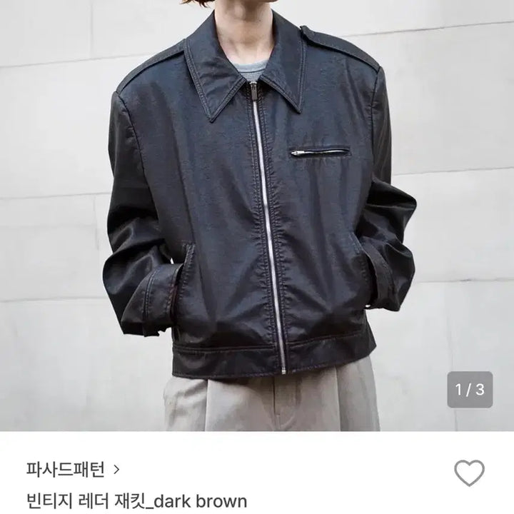 [BUNJANG] Facade Pattern Vintage Leather Jacket - Dark Brown / 파사드패턴 빈티지 레더 자켓 다크브라운