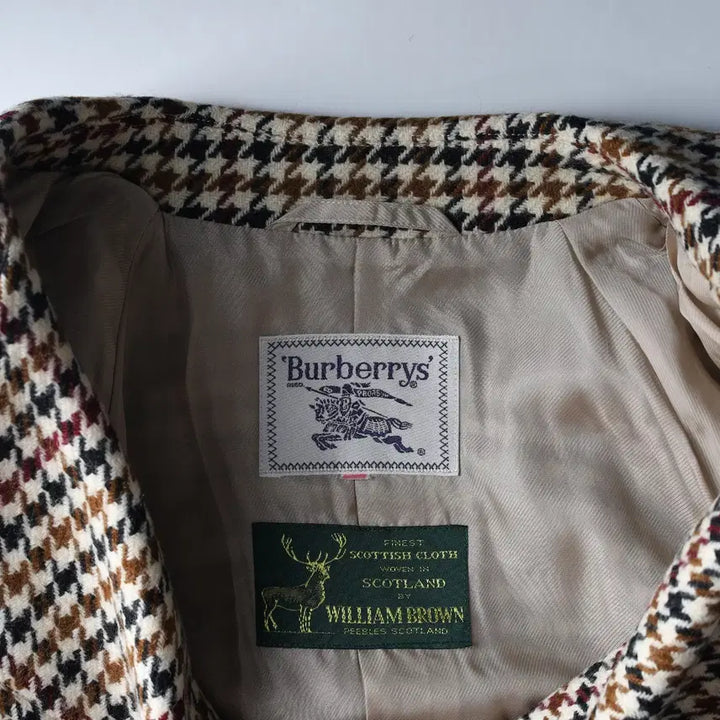 [BUNJANG] Burberry Houndstooth Check Wool Double Short Jacket Set / 버버리 하운드투스 체크 울 100% 더블 숏 재킷 셋업