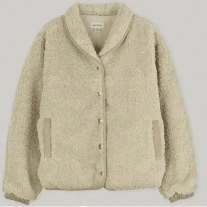[BUNJANG] Sienne Fleece Label Jacket (Beige) / 시엔느 플리스 라벨 자켓 (뽀글이/베이지)