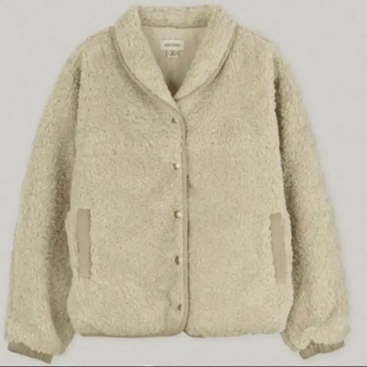 [BUNJANG] Sienne Fleece Label Jacket (Beige) / 시엔느 플리스 라벨 자켓 (뽀글이/베이지)