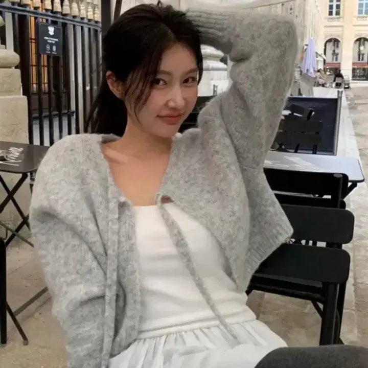 [BUNJANG] Lilykots Glow Knit Cardigan &amp; Tube Top / 릴리코츠 글로우 니트 가디건 튜브탑