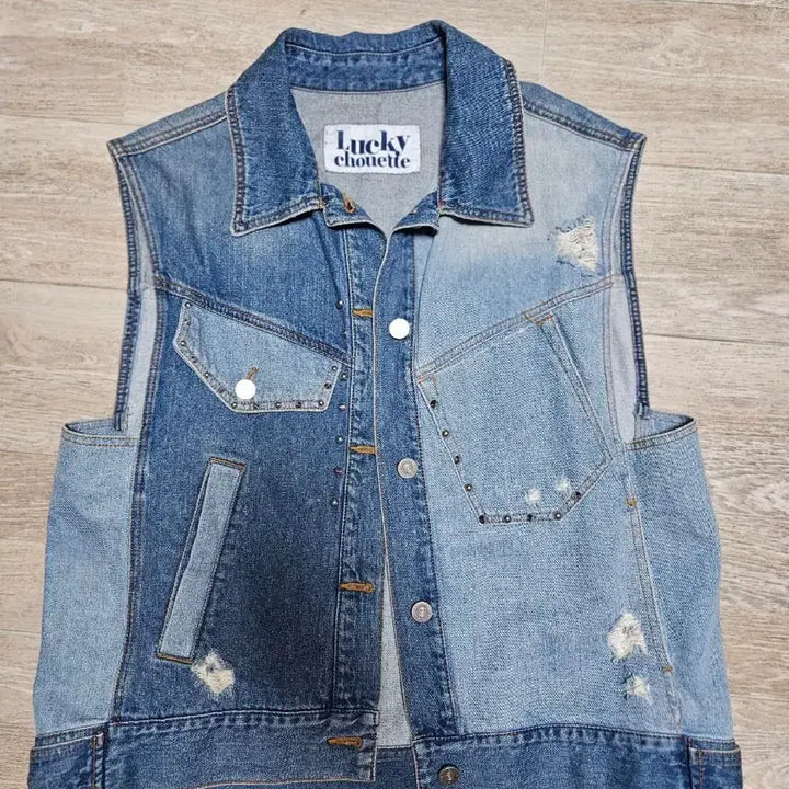 [BUNJANG] Lucky Chouette Denim Vest / 럭키슈에뜨 데님 조끼 BUX