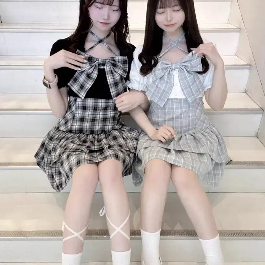 [BUNJANG] Evelyn Ribbon Cardigan Dress Set / 에블린 evelyn 리본 가디건 원피스