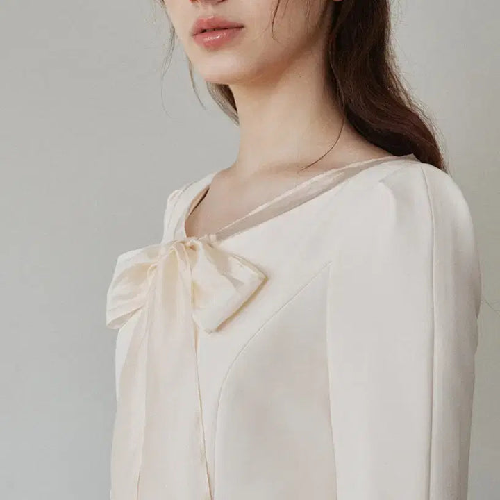 [BUNJANG] GraceU Peony Tie One-Piece Dress / 그레이스유 피오니 타이원피스 크림