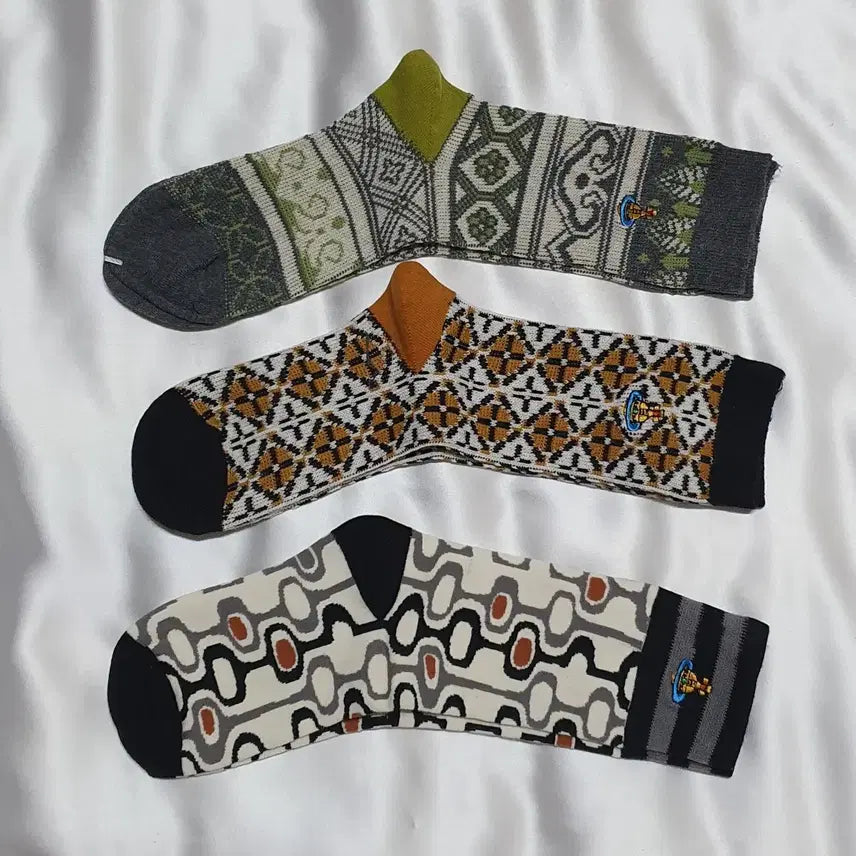 [BUNJANG] Vivienne Westwood Floral Pattern Socks / 올리브 그레이 겨자 브라운 플라워 사각 도형 비비안웨스트우드 양말