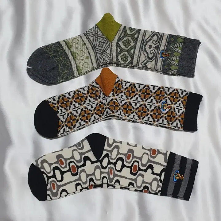 [BUNJANG] Vivienne Westwood Floral Pattern Socks / 올리브 그레이 겨자 브라운 플라워 사각 도형 비비안웨스트우드 양말