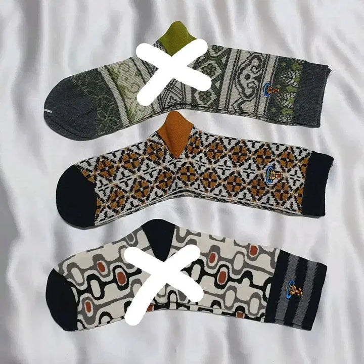 [BUNJANG] Vivienne Westwood Floral Pattern Socks / 올리브 그레이 겨자 브라운 플라워 사각 도형 비비안웨스트우드 양말