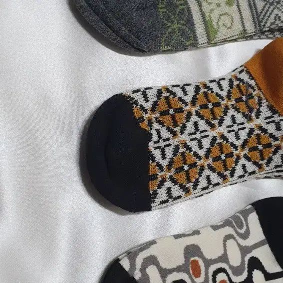 [BUNJANG] Vivienne Westwood Floral Pattern Socks / 올리브 그레이 겨자 브라운 플라워 사각 도형 비비안웨스트우드 양말