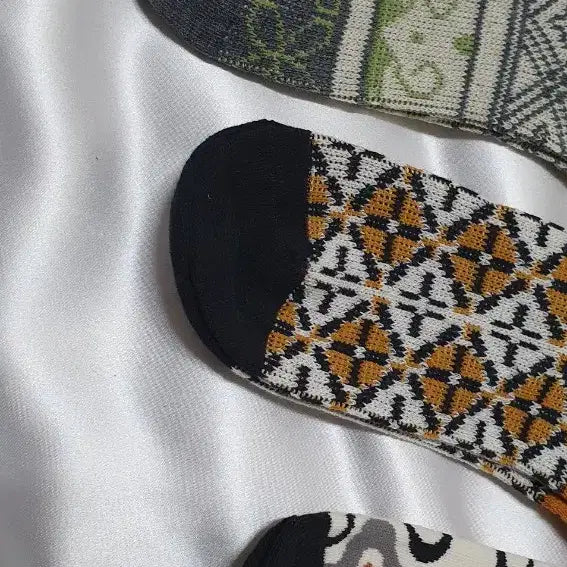[BUNJANG] Vivienne Westwood Floral Pattern Socks / 올리브 그레이 겨자 브라운 플라워 사각 도형 비비안웨스트우드 양말