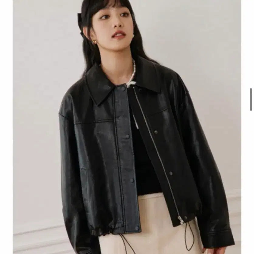 [BUNJANG] Rola Rola Leather Jacket Black / 로라로라 레더자켓 블랙 FREE
