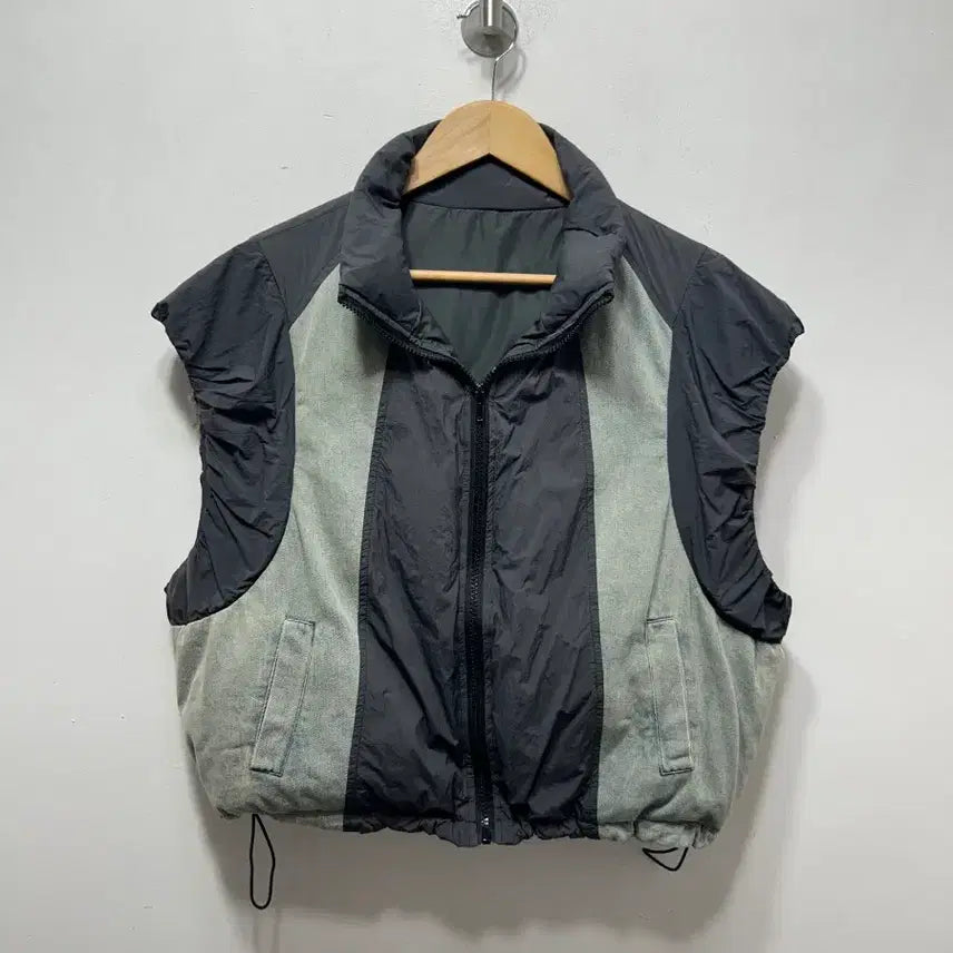 [BUNJANG] Black Denim Color Block Vest Women&