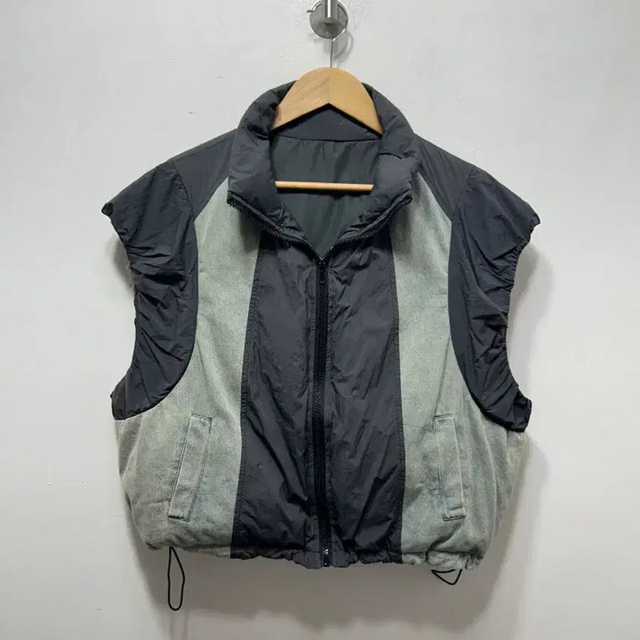 [BUNJANG] Black Denim Color Block Vest Women&