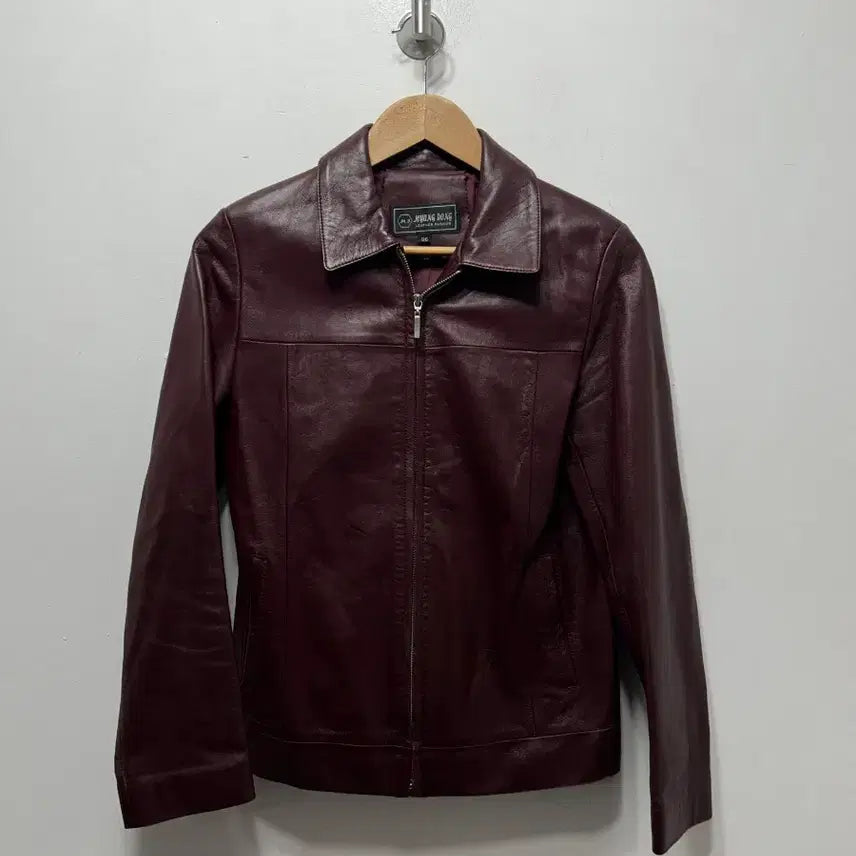[BUNJANG] Leather Jacket Burgundy 66 Size / 여성  양가죽 자켓 버건디 66사이즈