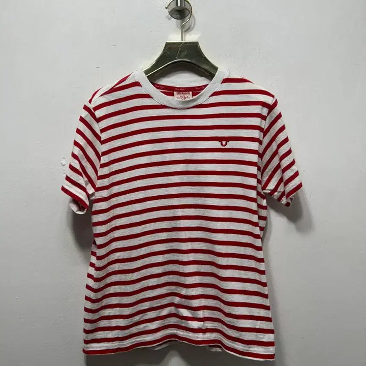 [BUNJANG] True Religion Red White Stripe T-shirt / 트루릴리젼 레드 화이트 스트라이프 반팔티 S