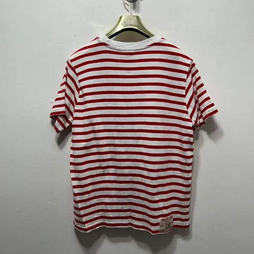 [BUNJANG] True Religion Red White Stripe T-shirt / 트루릴리젼 레드 화이트 스트라이프 반팔티 S