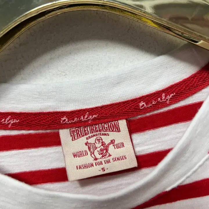 [BUNJANG] True Religion Red White Stripe T-shirt / 트루릴리젼 레드 화이트 스트라이프 반팔티 S