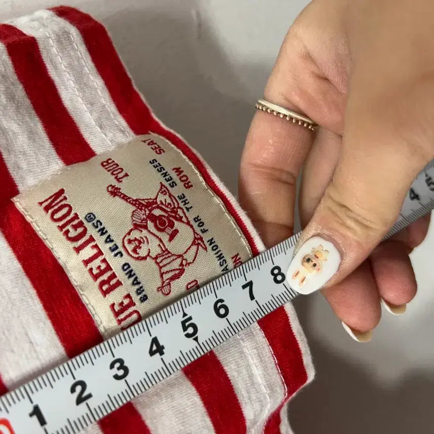 [BUNJANG] True Religion Red White Stripe T-shirt / 트루릴리젼 레드 화이트 스트라이프 반팔티 S