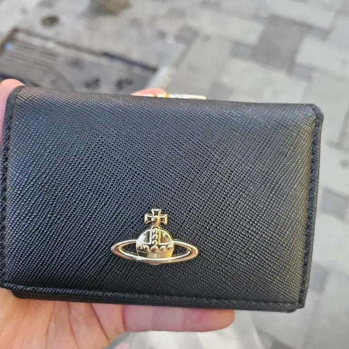[BUNJANG] Vivienne Westwood Saffiano Leather Wallet / 비비안웨스트우드 블랙 사피아노 반지갑