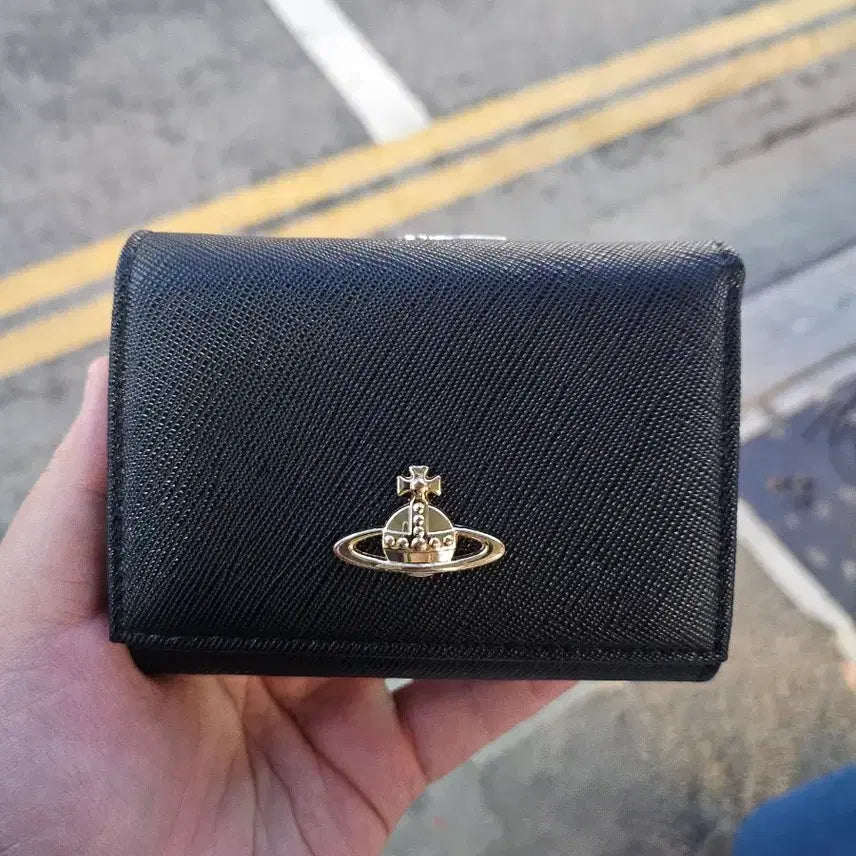 [BUNJANG] Vivienne Westwood Saffiano Leather Wallet / 비비안웨스트우드 블랙 사피아노 반지갑