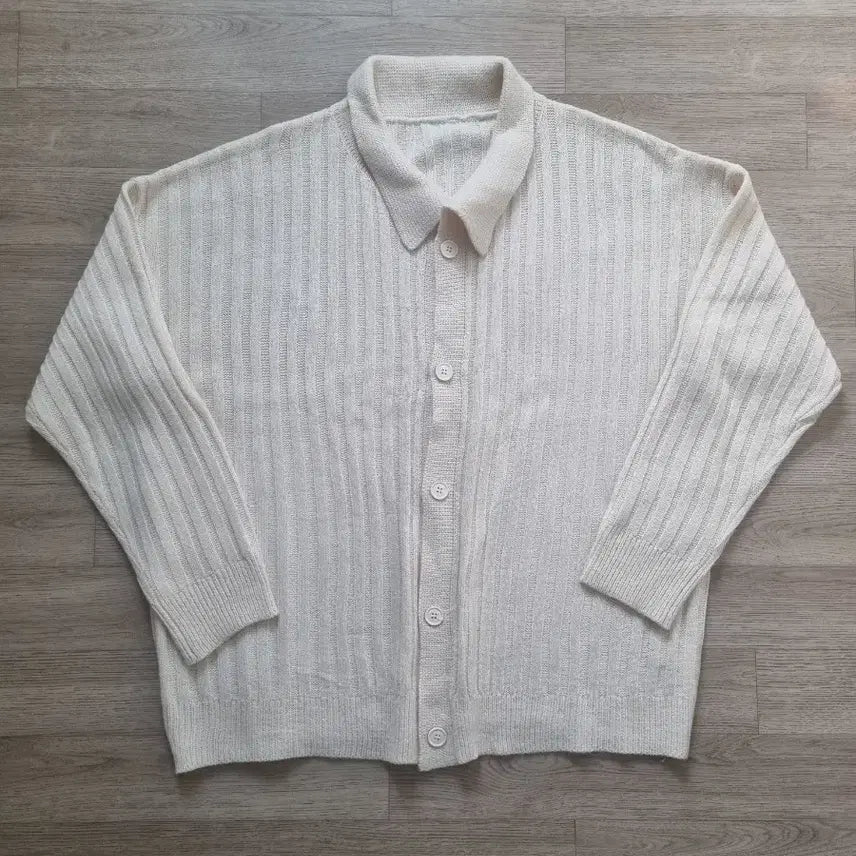 [BUNJANG] Oversized Fit Knit Cardigan Ivory / 새상품) 오버핏 카라 니트 가디건 아이보리