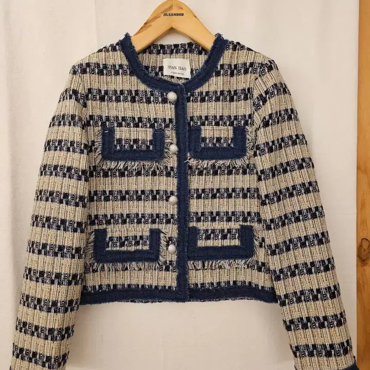 [BUNJANG] Pocket Denim Tweed Jacket - Beige / 포켓 데님 트위드 자켓 *새옷* 베이지