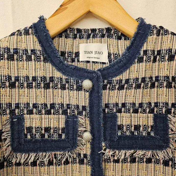 [BUNJANG] Pocket Denim Tweed Jacket - Beige / 포켓 데님 트위드 자켓 *새옷* 베이지