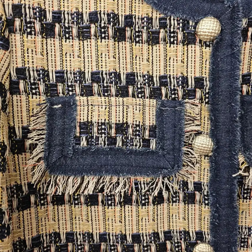 [BUNJANG] Pocket Denim Tweed Jacket - Beige / 포켓 데님 트위드 자켓 *새옷* 베이지