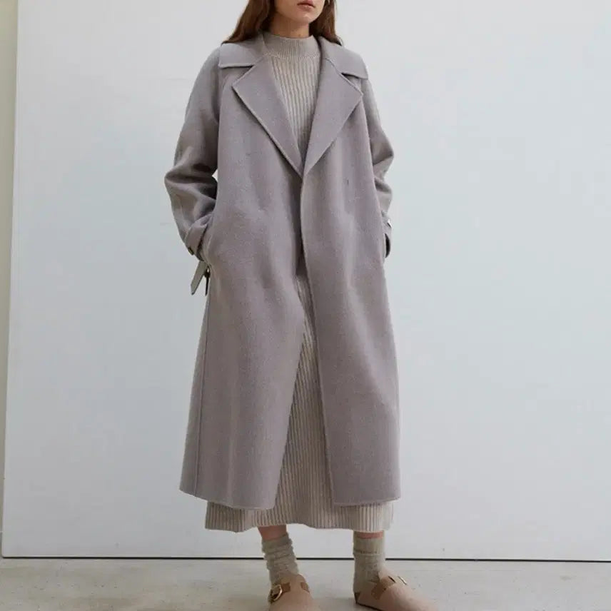 [BUNJANG] On&amp;On Cashmere Blend Belted Handmade Coat / [가격변동X / 온앤온] 핸드메이드 블랙 코트
