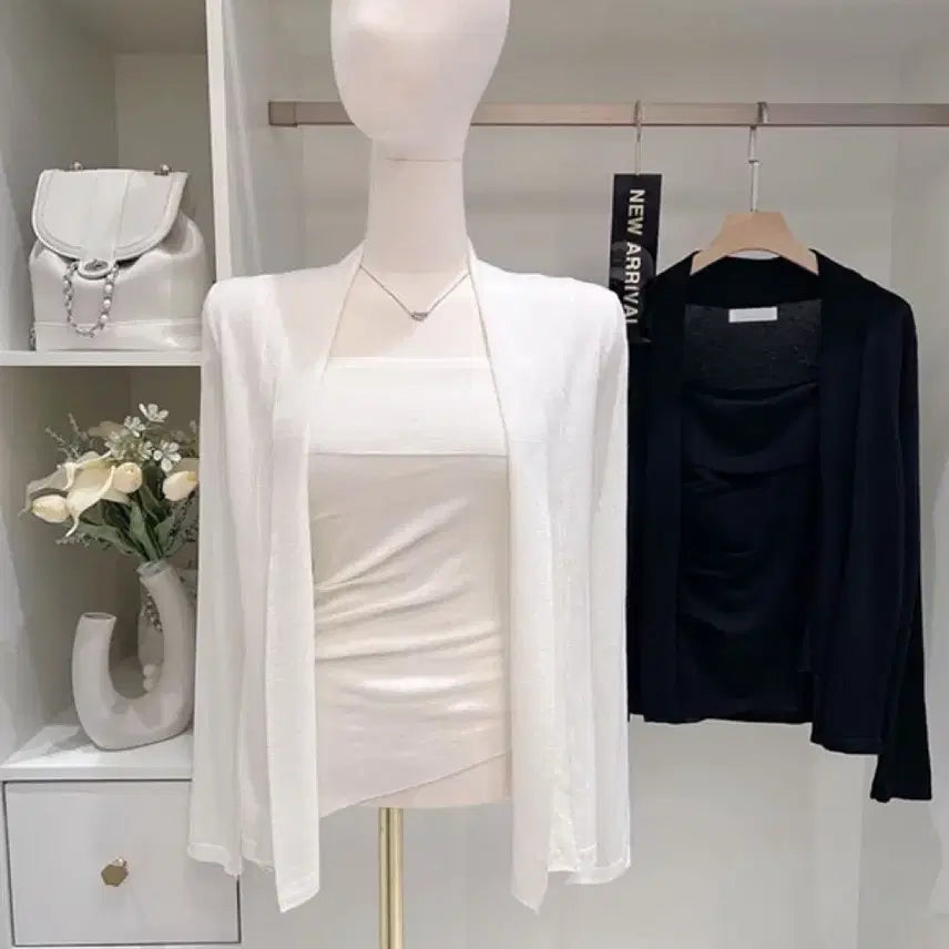 [BUNJANG] Ritz Ivory Tank Top and Cardigan Set / 수입의류 리츠 나시 가디건 세트(아이보리1장 바로배송)
