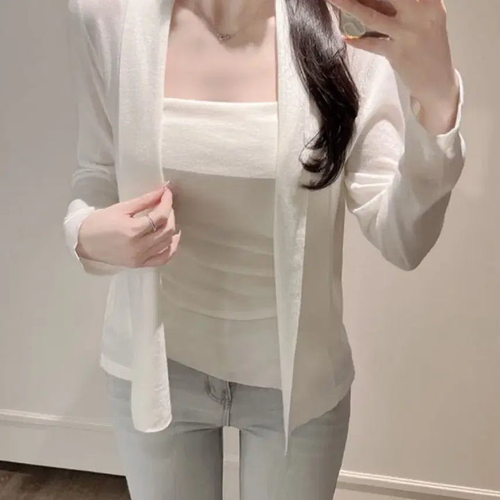 [BUNJANG] Ritz Ivory Tank Top and Cardigan Set / 수입의류 리츠 나시 가디건 세트(아이보리1장 바로배송)
