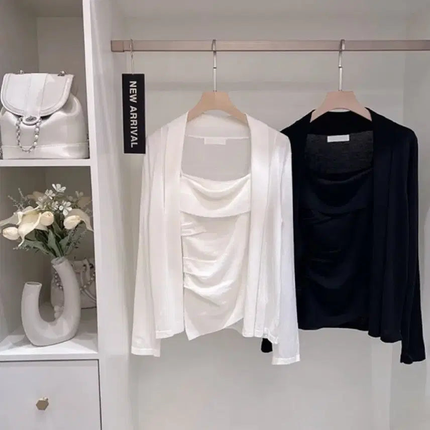 [BUNJANG] Ritz Ivory Tank Top and Cardigan Set / 수입의류 리츠 나시 가디건 세트(아이보리1장 바로배송)