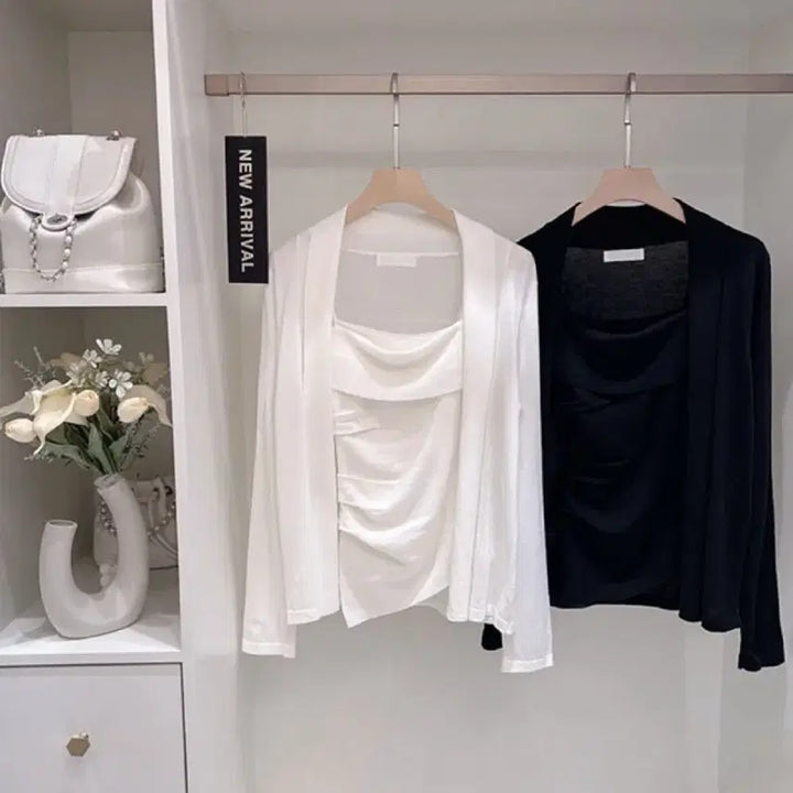 [BUNJANG] Ritz Ivory Tank Top and Cardigan Set / 수입의류 리츠 나시 가디건 세트(아이보리1장 바로배송)