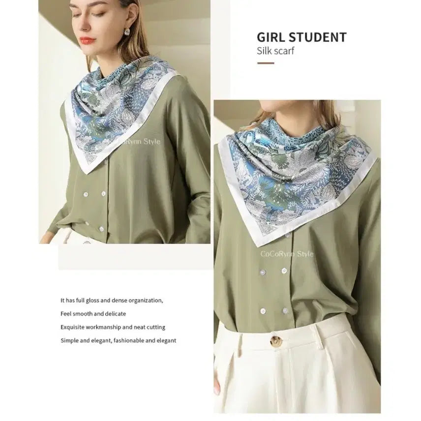 [BUNJANG] Patterned Blue Scarf / 패턴 스카프(새상품)