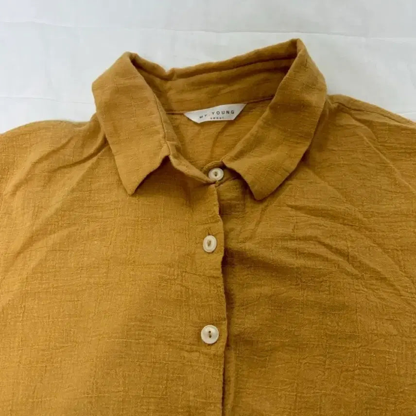 [BUNJANG] Yellow Crop Blouse T-shirt / 여성 반팔 노랑 옐로우 크롭 블라우스 셔츠 티셔츠 반팔티
