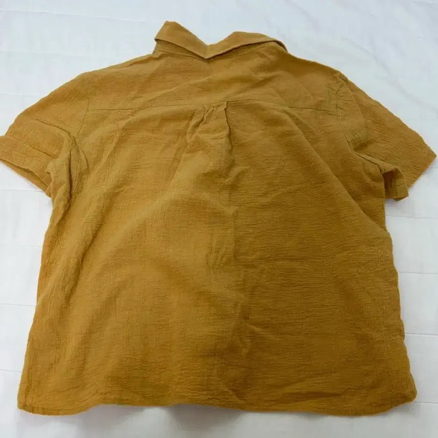 [BUNJANG] Yellow Crop Blouse T-shirt / 여성 반팔 노랑 옐로우 크롭 블라우스 셔츠 티셔츠 반팔티