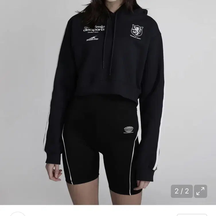 [BUNJANG] BADBLOOD ADS Cropped Hoodie Navy / 배드블러드 ADS 크롭 후드 네이비