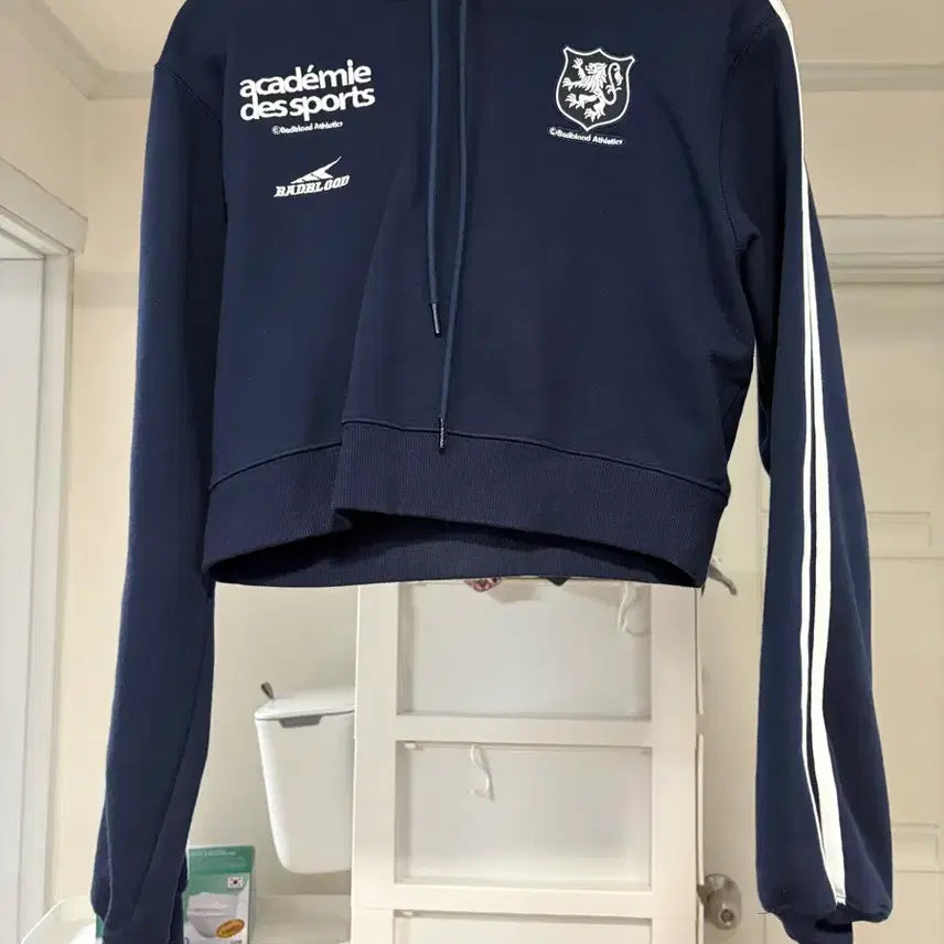 [BUNJANG] BADBLOOD ADS Cropped Hoodie Navy / 배드블러드 ADS 크롭 후드 네이비