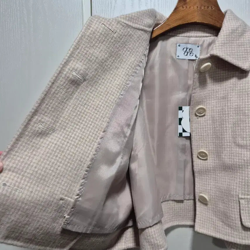 [BUNJANG] Che Che Check Crop Wool Jacket / (초특가세일)(새상품)CHE크롭 울 자켓 .새상품