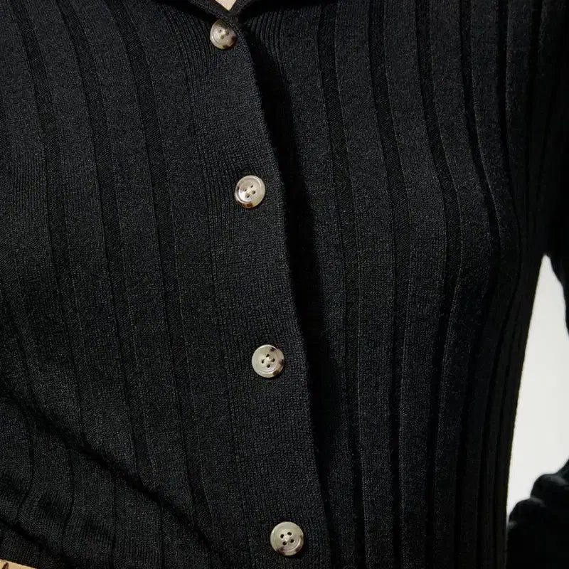 [BUNJANG] LilySilk Black Cashmere Silk Turtleneck High Neck Cardigan / 릴리실크 블랙 캐시미어 실크 터틀넥 하이넥 카라 가디건