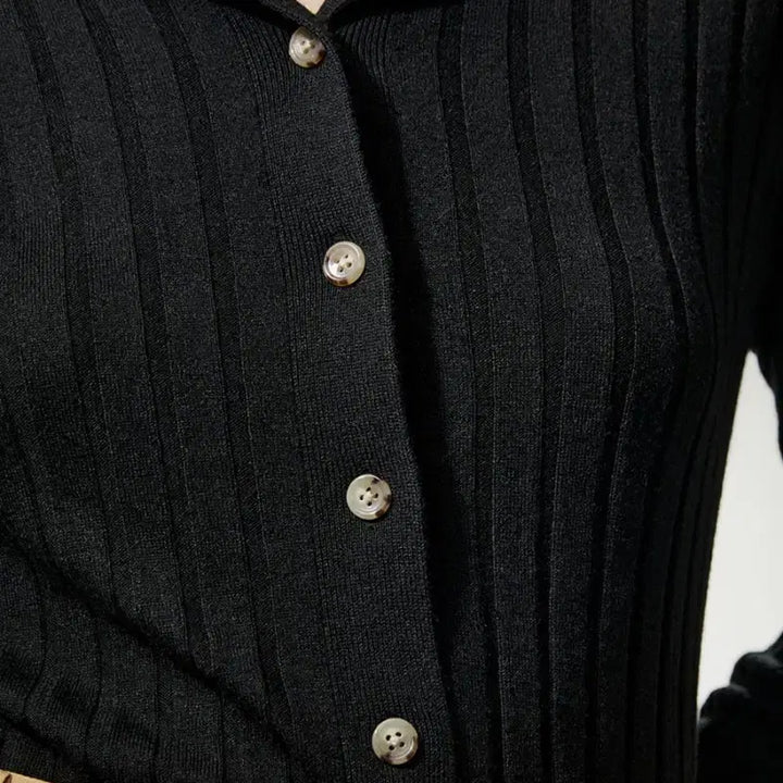 [BUNJANG] LilySilk Black Cashmere Silk Turtleneck High Neck Cardigan / 릴리실크 블랙 캐시미어 실크 터틀넥 하이넥 카라 가디건