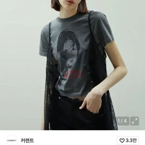 [SOLD OUT] 커렌트 90s printed crop tee