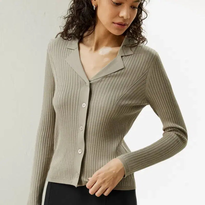 [BUNJANG] LilySilk Lapel Collar Silk Cardigan / 릴리실크 카라 실크 가디건 Lapel Collar Spun