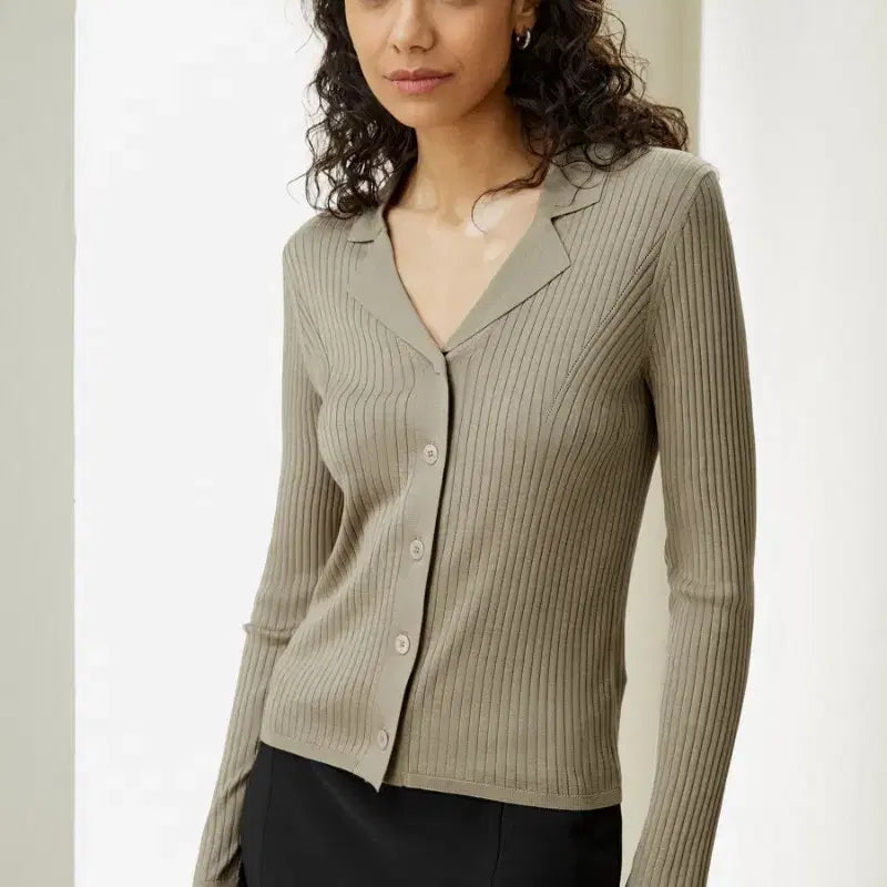 [BUNJANG] LilySilk Lapel Collar Silk Cardigan / 릴리실크 카라 실크 가디건 Lapel Collar Spun