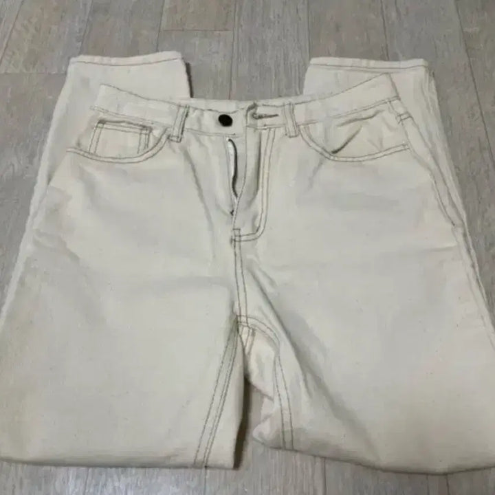 [BUNJANG] Ivory Stitch Pants for Women / 여성 아이보리 컬러 스티치 팬츠 바지 긴바지 면바지 키작녀